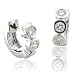 18k White Gold 3-Stone Diamond Hoop Huggies Earrings (H-I, SI-I, 0.60 carat)