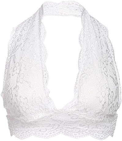 F Kelly Women V-neck Floral Lace Bralette Bustier Padded Top Sheer