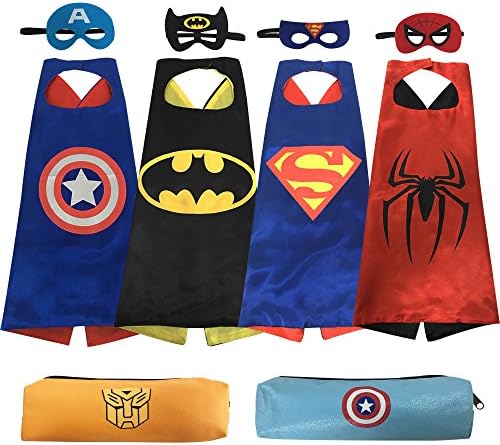 Lylan Superhero Dress Up Costumes - 4 Satin Capes and 4 Felt Masks