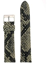 Watch Band Leather Strap Quick Change Snake Print 16 millimeter Cream Black Tech Swiss