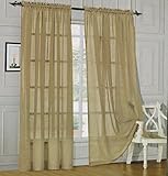 Elegant Comfort&reg; 2 Piece Solid Sheer 60" x 84" Window Curtains/drape/panels/treatment, Tan