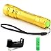 SKYWOLFEYE Zoomable 300LM Cree T6 LED Flashlight Torch Lamp 3 Modes Powerful Light 18650 (a Gold Flashlight + a 18650 Battery + a Charger)