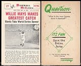 1960 Nu-Card Baseball Hi-Lites (Baseball) Card# 27 willie mays makes greatest catch of the New York Giants Ex Condition