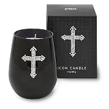 Primal Elements Icon Black Glass Candle, Cross, 12-Ounce Package