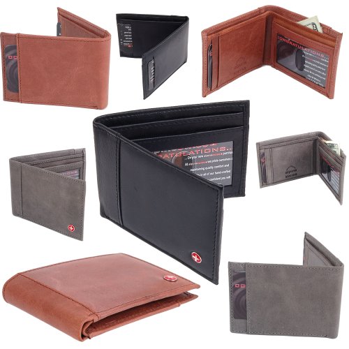 Mens Slim Wallet Thin Bifold, Billfold Front Pocket Wallet ID Window & Card Case Includes Outside Card Slot for Quick Access