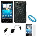 Matte Black with Silver Plaid Design Protective Rubberized Crystal Hard Cas ....