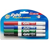 Expo Low-Odor Dry Erase Markers, Fine Point, 4-Pack, Assorted Colors