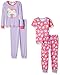 Gerber Little Girls' Toddler 4-Piece Cotton Pajama Set, Owls, 4T