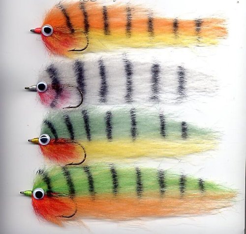 Perch Baitfish - set of 4 - Bunkers - 1/0 to 5/0 (1/0 saltwater hook)