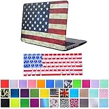 HDE Designer Art Pattern Hard Shell Case Snap Protective Cover + Keyboard Skin for Macbook Pro 13" with Retina Display - Fits Model A1425 / A1502 (US Flag)