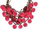 Brown Wood Beads and Genuine Red Mother of Pearl Necklace
