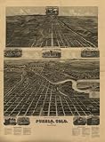 1890 PUEBLO COLORADO PANORAMIC LARGE STREET MAP