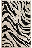 Zebra Area Rug, 59"ROUND, BLACK