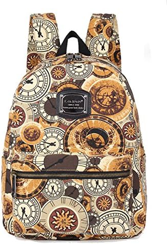 Cute Print Backpack Mini Canvas School Bag for Kids( Brown)