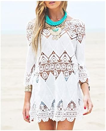 Charlott Sexy Lady Beach Swimwear Bikini Cover Up Smock （White）