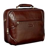 Maxwell Scott - Sacs d'ordinateur portable en cuir marron de luxe (Volterra)