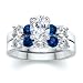 Jewelry : 2.50 CT OVAL DIAMOND W ROUND BLUE SAPPHIRE RING SET
