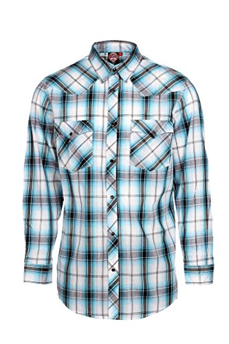 Lee Hanton Men's 100% Cotton Western Casual Plaid Snap Button Long-Sleeve Shirts