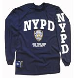 NYPD T-SHIRT, Officially Licensed Crewneck New York Police Department Long-Sleeve Athletic Tee, Navy