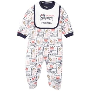 Gerber Snap Front Sleep N Play and Matching Solid Bib with Team Logo, Patriots