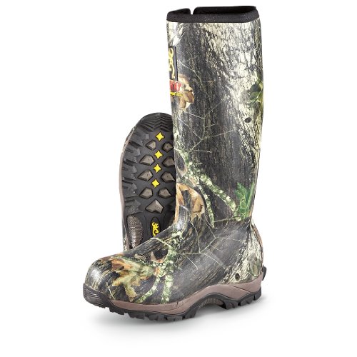 Men's Browning 17 inch 1000 Gram Side - zip Rubber Boots Mossy Oak, MOSSY OAK, 10