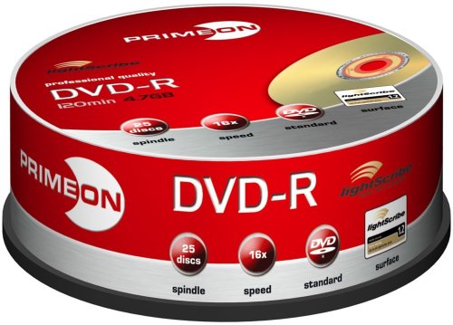 PRIMEON DVD-R 16X 120min / 4,7GB LightScribe Version 1.2 25er Spindel Preisvergleich