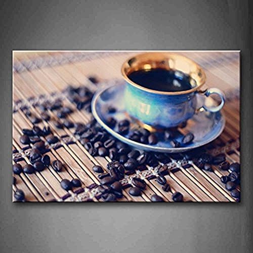 Fitting You Canvas Black Coffee In Blue Cup Wall Art Painting Picture Print On Canvas Food Pictures For Room