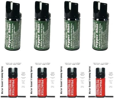 Four (4) Pepper Shot 2 Oz. Pepper Spray Foggers and Four (4) 2 Oz Inert Units - Lot of 8