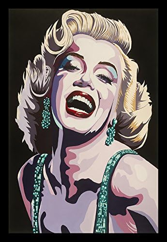FRAMED Dazzling Marilyn by Karl Black 36x24 Giclee Edition Art Print Poster Wall Decor Marilyn Monroe Vintage Poster City Hollywood Collectable Memorabilia Glam Glitter Glitz Red Lipstick Marilyn Monroe Smiling