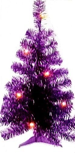 Merry Christmas 2 Ft Lighted Tinsel Tree Included Plastic Stand (Indoor Use Only) 14 Inch Diameter At Base