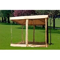 New Tan Instant Gazebo Offset Patio Umbrella W/ Mesh