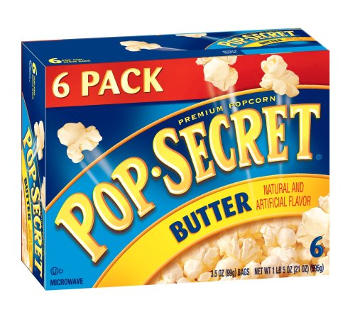 Pop Secret Butter Flavor, Value Pk, Microwaveable, 6-Count, 21-Ounce Box (Pack of 4)