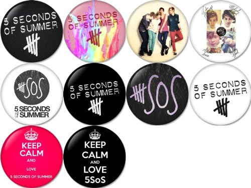 5 Seconds Of Summer Pinback Buttons Badge 1.25 Inch (Set of 10) NEW