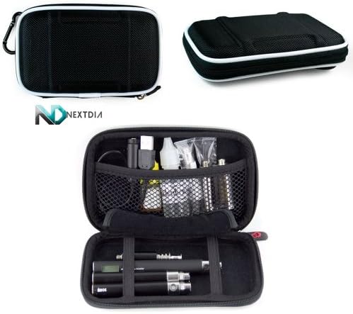 Electronic Cigarette Case - Compatible with - Sentinel Mod / Semi-hard Shell (Black Nylon) &amp; Karabiner-Styled Hook for Keys + NextDia Cable Wrap