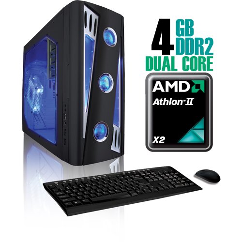 CybertronPC X-Cruiser 2 CANN4120RBQ, Black, AMD Athlon II X2 Dual Core 2.8GHz, 4GB DDR2, 500GB HDD, DVDRW with LightScribe, GeForce 9500GT, 350 Watt Power Supply, Windows 7 Home Premium 64-bit, 1 Year Parts & Labor Warranty