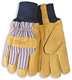 Lined Premium Grain Pigskin Leather Palm Gloves - Knit Wrist