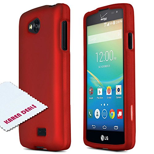 LG Transpyre/ Tribute Protective Rubberized Hard Case - Anti-Slip Matte Rubber Material [Slim and Perfect Fitting LG Transpyre/ Tribute (2014) Case] [Red]