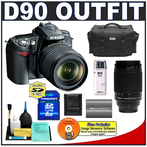 Nikon D90 Digital SLR Camera with 18-105mm AF-S DX VR Nikkor Lens [Outfit] + Nikon 70-300mm Lens + 8GB Cameta Bonus Accessory Kit