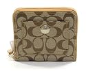 AUTHENTIC COACH SIGNATURE MEDIUM ZIP AROUND WALLET 41969 (Khaki/Camel)
