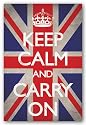 Keep Calm and Carry On (Motivational, Union Jack Flag) Art Poster Print - 24x36