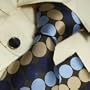 New Designes Brown Blue Polka Dots 100% Jacquard Woven Silk Tie Hanky Mens Necktie and Cuff Links Cufflinks and Handkerchiefs Set H5011