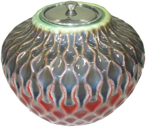 Marshall Gardens - PATIOGLO - Firepot ~ SEDONA ~ Metallic Blue & Red- Small - Hand Crafted Flame Pot - MBS-14