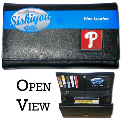 MLB Women's Genuine Leather Clutch Wallet - Philadelphia Phillies