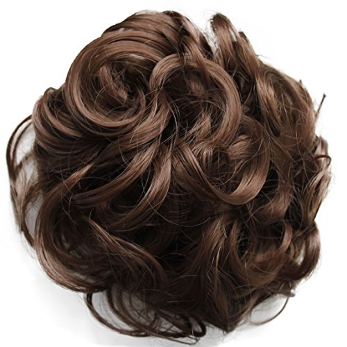 PRETTYSHOP BUN Up Do Hair Piece Hair Ribbon Ponytail Extensions Draw String Scrunchy Scrunchie Curly or Messy Different Colors (light brown #12C D7)