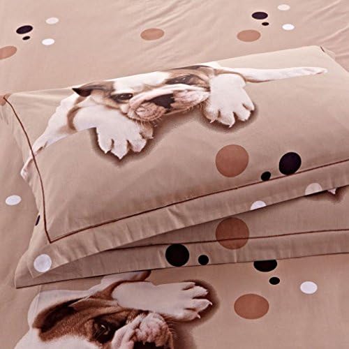 Moon Soul 3D Dog Cartoon 100% Cotton Bedding Sets Duvet Cover, Flat Sheet, Shams Set