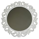 Medium Antique White Round Mirror