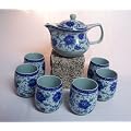 Asiatisches Teeset 067 Teeservice aus Keramik 7tlg. Teekanne mit Tassen, B-Ware mit kleinen Lackfehlern