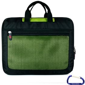 Durable Nylon (Green) Laptop Carrying Case for the Sony Vaio W or any 10 Inch Series Netbook Laptop Computer with Free Carabiner Key Chain