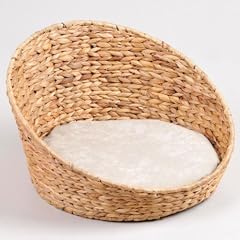 Katzenkorb Queeny, Geflecht natur - Kissen creme