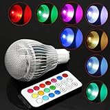 Vktech 9w 16 Color Changing LED Light Bulb E27 RGB Change Lamp Ac 85v-265v with Wireless Remote Control